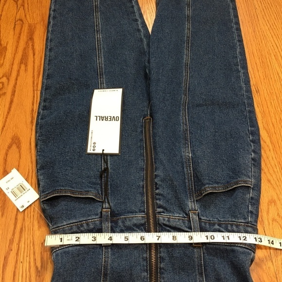 Almost Famous Denim Blue High Rise Straight Leg Zip Up Front Overalls - Picture 11 of 16